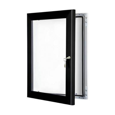 A1 lockable poster case with 45mm aluminium frame profile and wall fixings