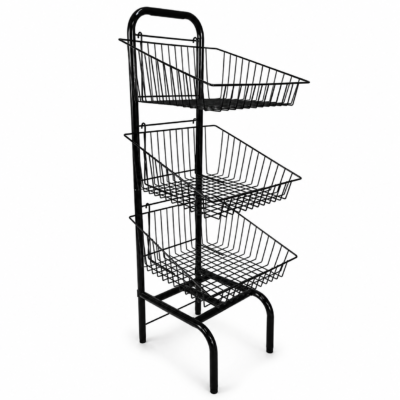 3 Tier Basket Stand - Black for Bread, Crisps, Snacks