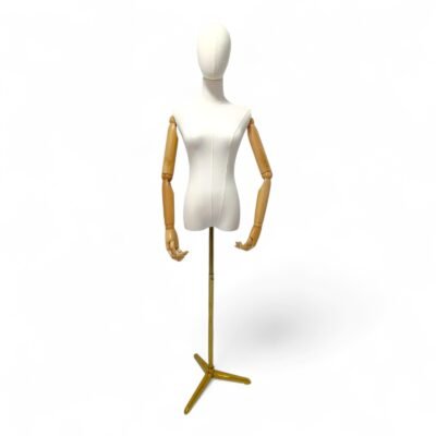Luxury Female Dress Form – Gold Stand Wooden Arms Size 6-8