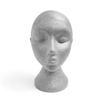 Polystyrene Silver Female Display Mannequin Head Dummy Wig Stand