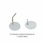 Faceless gloss white childrens mannequin, 86cm tall, with a sturdy glass base for retail and clothing displays.