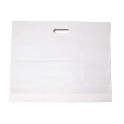 22x18x3'' White Patch Handle Plastic Carrier Bags