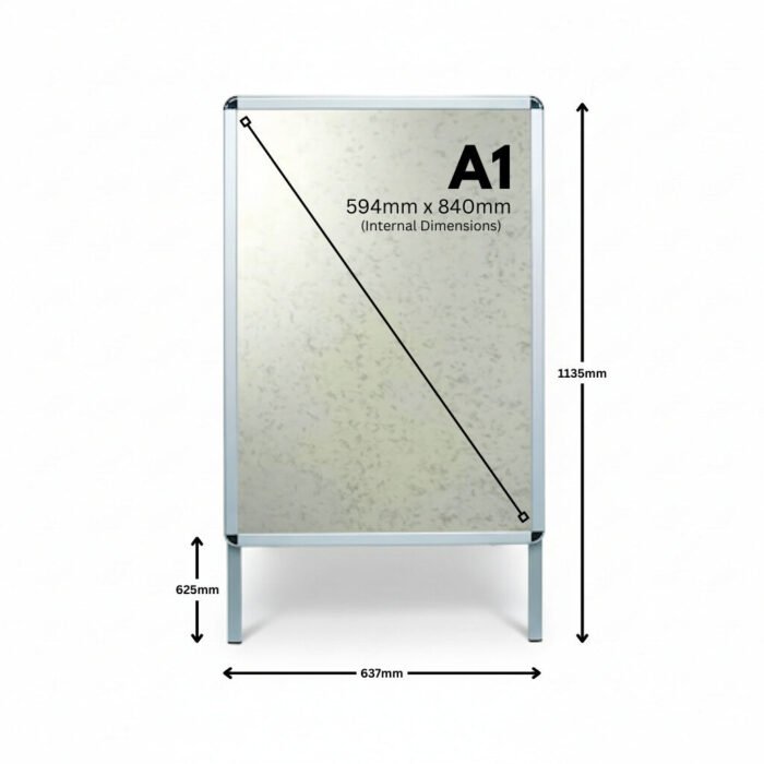 A1 silver A-board double sided pavement sign poster display with aluminium snap frame