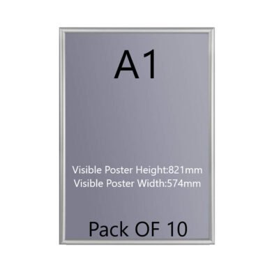 A1 Silver Poster Snap Frame 25mm Mitred Frame With Wall Fixings Pack of 10