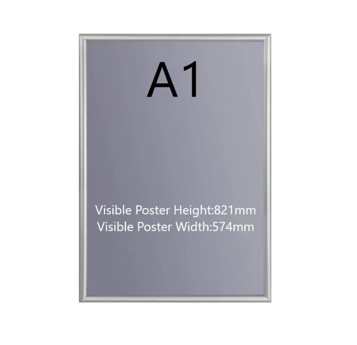 A2 Aluminium Snap Frame Poster Sign Display Holder - Wall Fix - 25mm Mitred Corner