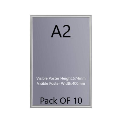 A2 Silver Poster Snap Frame 25mm Mitred Frame With Wall Fixings Pack of 10