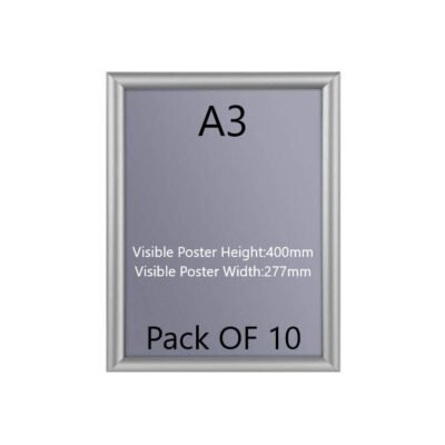 A3 Silver Poster Snap Frame 25mm Mitred Frame With Wall Fixings Pack of 10