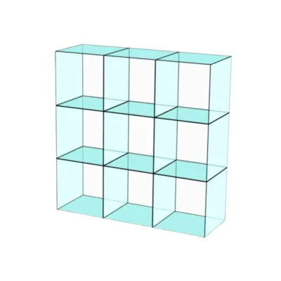 Cube 9 Glass Display 3 wide 3 high