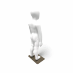 Faceless gloss white childrens mannequin, 87cm tall, with a sturdy metal base for kids’ fashion retail displays.