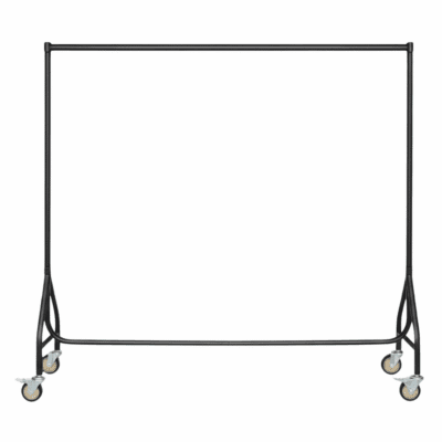 Reinforced black heavy-duty clothes rail 2 braked and 2 unbraked wheels