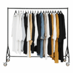 Reinforced black heavy-duty clothes rail 2 braked and 2 unbraked wheels