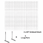 3 x chrome 6ft gridwall mesh one way stands for retail wall displays