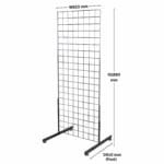 3 x chrome 7ft gridwall mesh two way stands for tall freestanding double-sided retail displays.