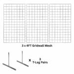 3 x Chrome 4ft Gridwall Mesh Two Way Stands