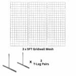 3 x chrome 5ft gridwall mesh two way stands for freestanding retail displays.