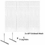 3 x chrome 6ft gridwall mesh two way stands for freestanding double-sided retail displays.