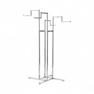 Chrome Display Stand - 4 Way Stepped Arms Clothes Rail
