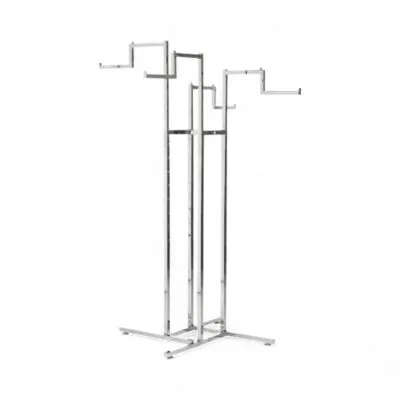 Chrome Display Stand - 4 Way Stepped Arms Clothes Rail