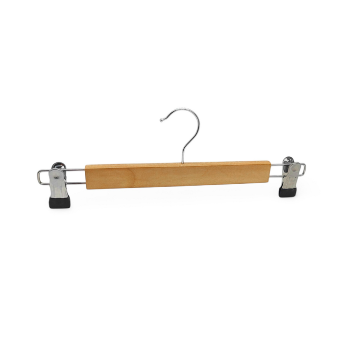 Natural Wooden Trouser Skirt Hanger with Clips – 33.5 cm