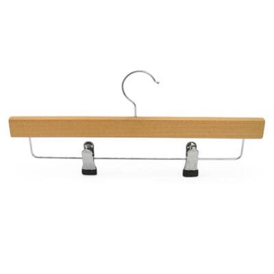 White Wooden Trouser Skirt Hanger with Clips – 35.5cm