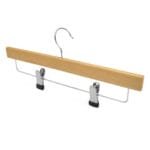Natural Wooden Trouser Skirt Hanger with Clips – 35.5cm