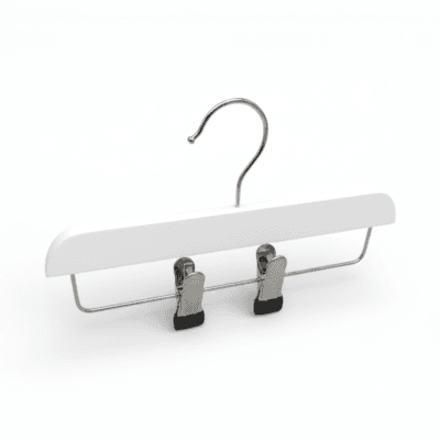 Kids White Wooden Trouser Skirt Clip Hanger - 25cm