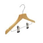 Kids Wooden Coat Hanger with Clips – 30cm Natural Wood Children’s Hanger