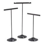 3 Piece Black T Bar Jewelry Display Stand Set for Necklaces Bracelets-1