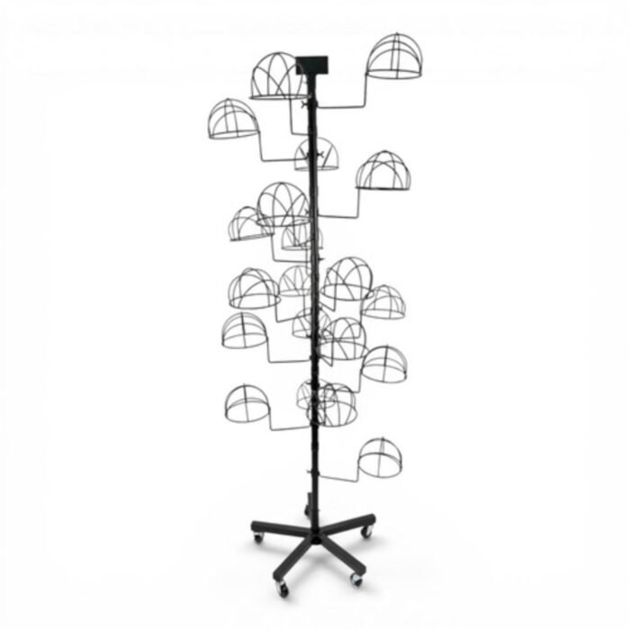 Heavy Duty Freestanding Hat, Helmet Display Rack with Wheels 20 Cap Holders