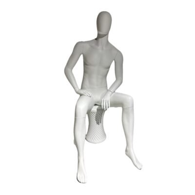 R341 Matt White Male Seated Mannequin