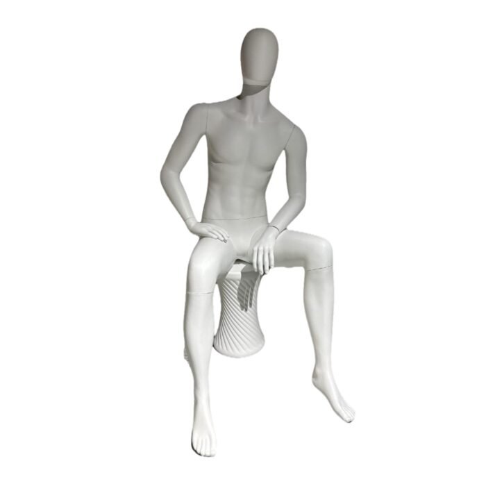R341 Matt White Male Seated Mannequin