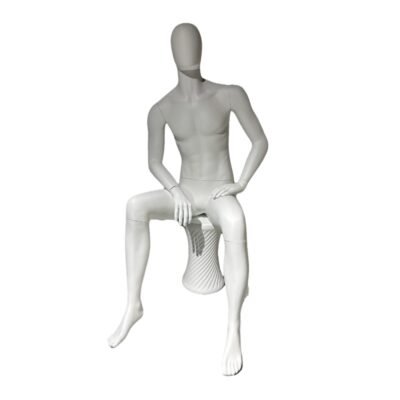 R341 Matt White Male Seated Mannequin