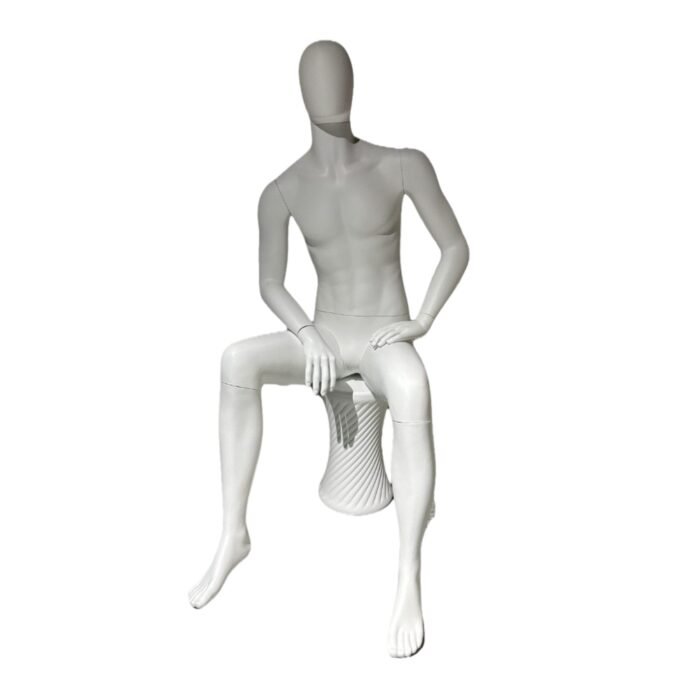 R341 Matt White Male Seated Mannequin