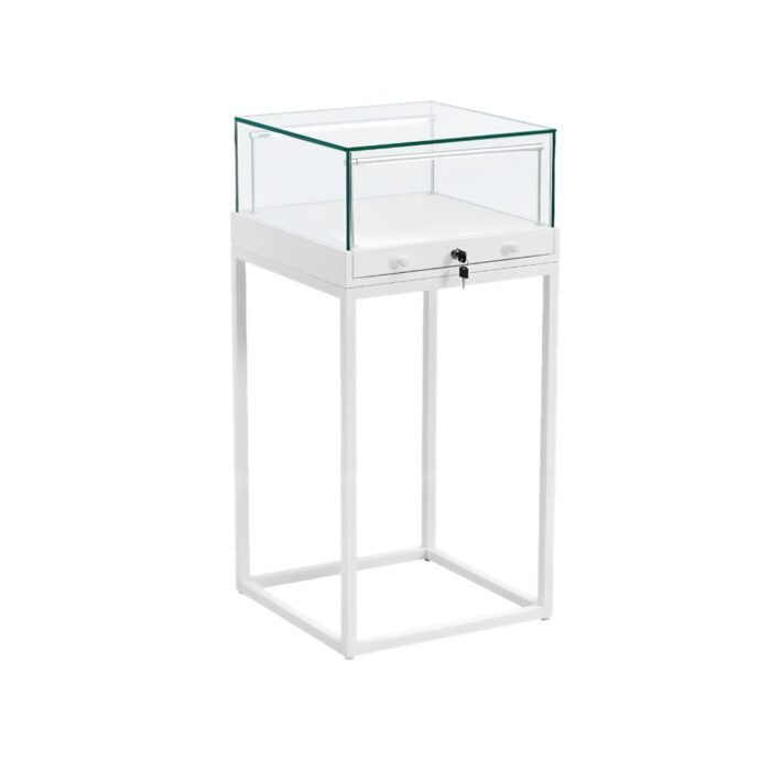 White Glass Counter Display Case