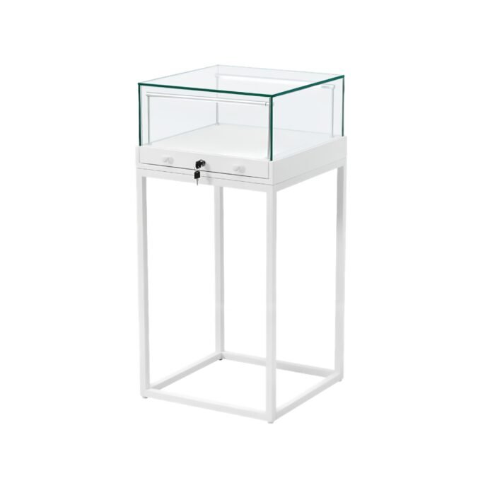 White Glass Counter Display Case