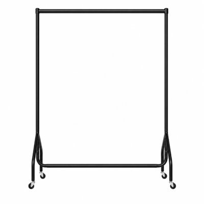4ft Black Heavy Duty Clothes Rail | Garment Rail with Wheels
