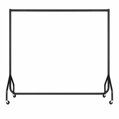 6ft Black Heavy Duty Clothes Rail | Garment Rail with Wheels