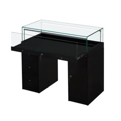 Black Glass Counter Display Case with Storage