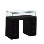 Black Glass Counter Display Case with Drawers