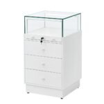 White Glass Counter Display Case