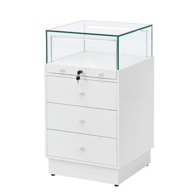 White Glass Counter Display Case