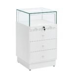 White Glass Counter Display Case