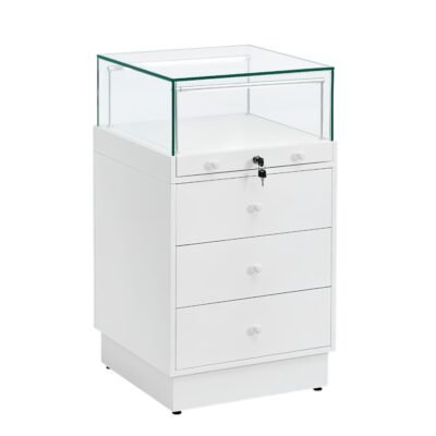 White Glass Counter Display Case