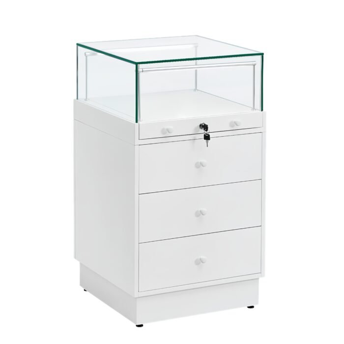 White Glass Counter Display Case