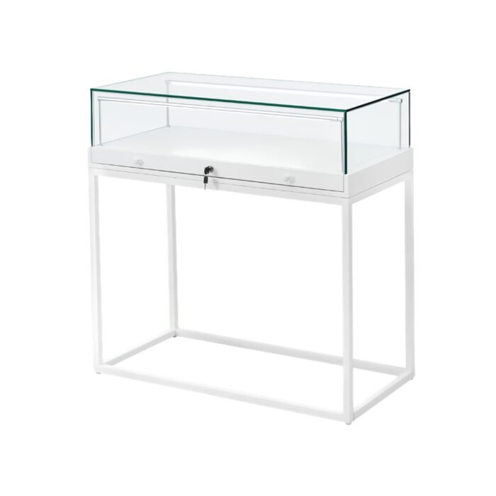 White Glass Counter Display Case