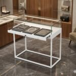 White Glass Counter Display Case