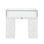 White Glass Counter Display Case with Drawers