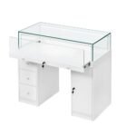 White Glass Counter Display Case with Storage