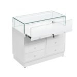 White Glass Counter Display Case