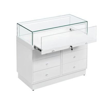White Glass Counter Display Case